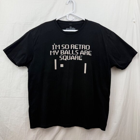 Goodie Two Sleeves I'm So Retro My Balls Are Square Pong Tee Unisex XXL Black - Picture 1 of 5